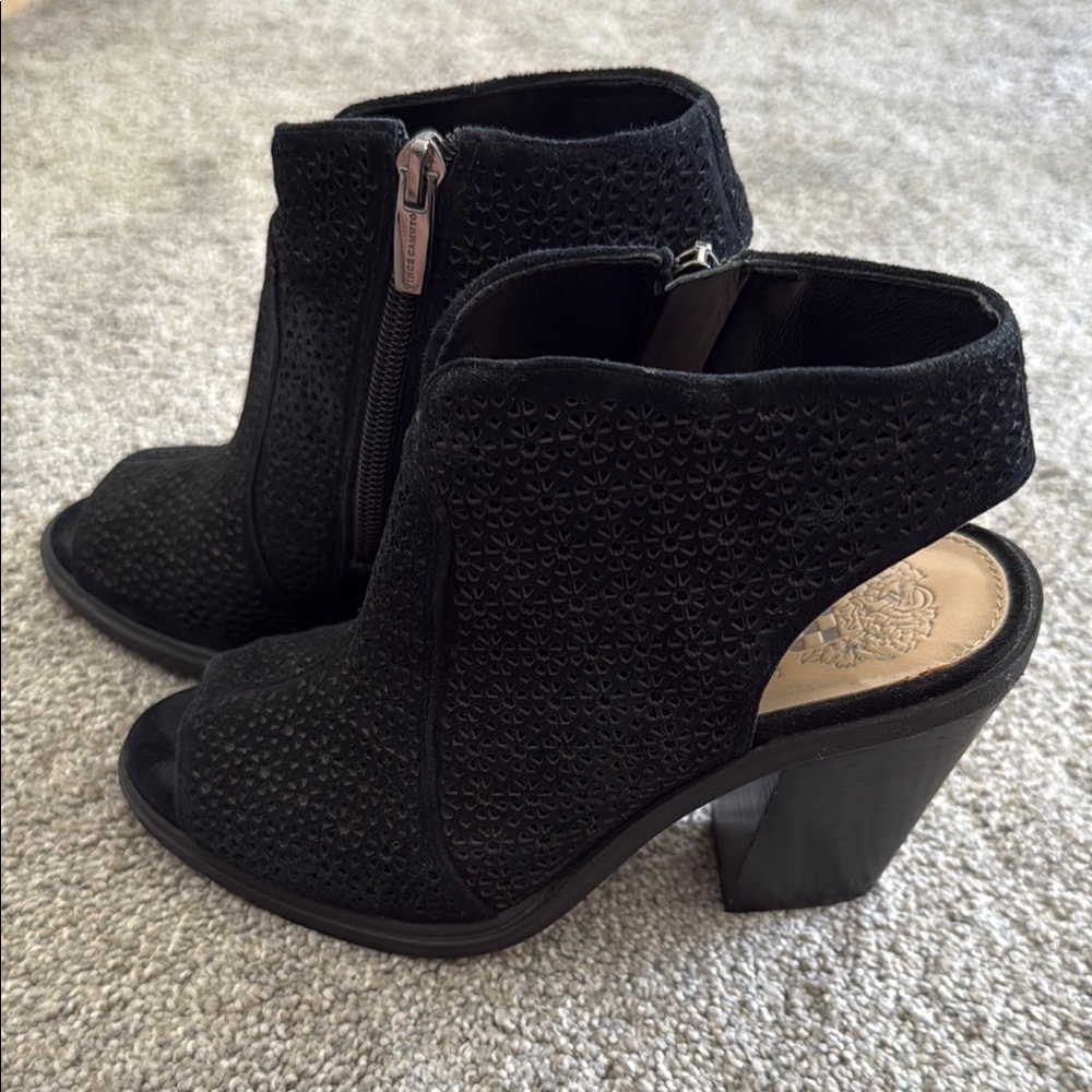 Vince Camuto Klova - Black Peep-Toe Ankle Boot Heels